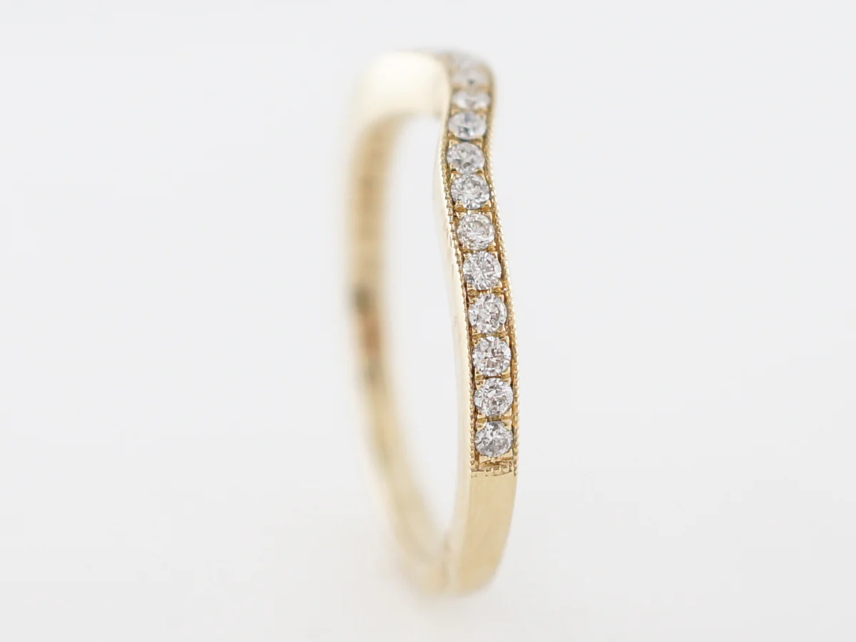 Wedding Band Modern .23 Round Brilliant Cut Diamonds in 14k Yellow Gold - Image 5