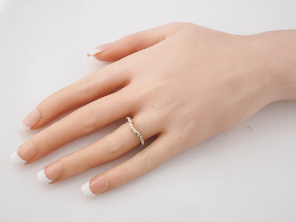 Wedding Band Modern .23 Round Brilliant Cut Diamonds in 14k Yellow Gold - Image 7