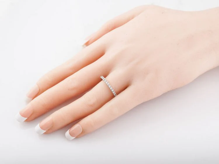 Wedding Band Modern .25 Round Brilliant Cut Diamonds in 14k White Gold - Image 6