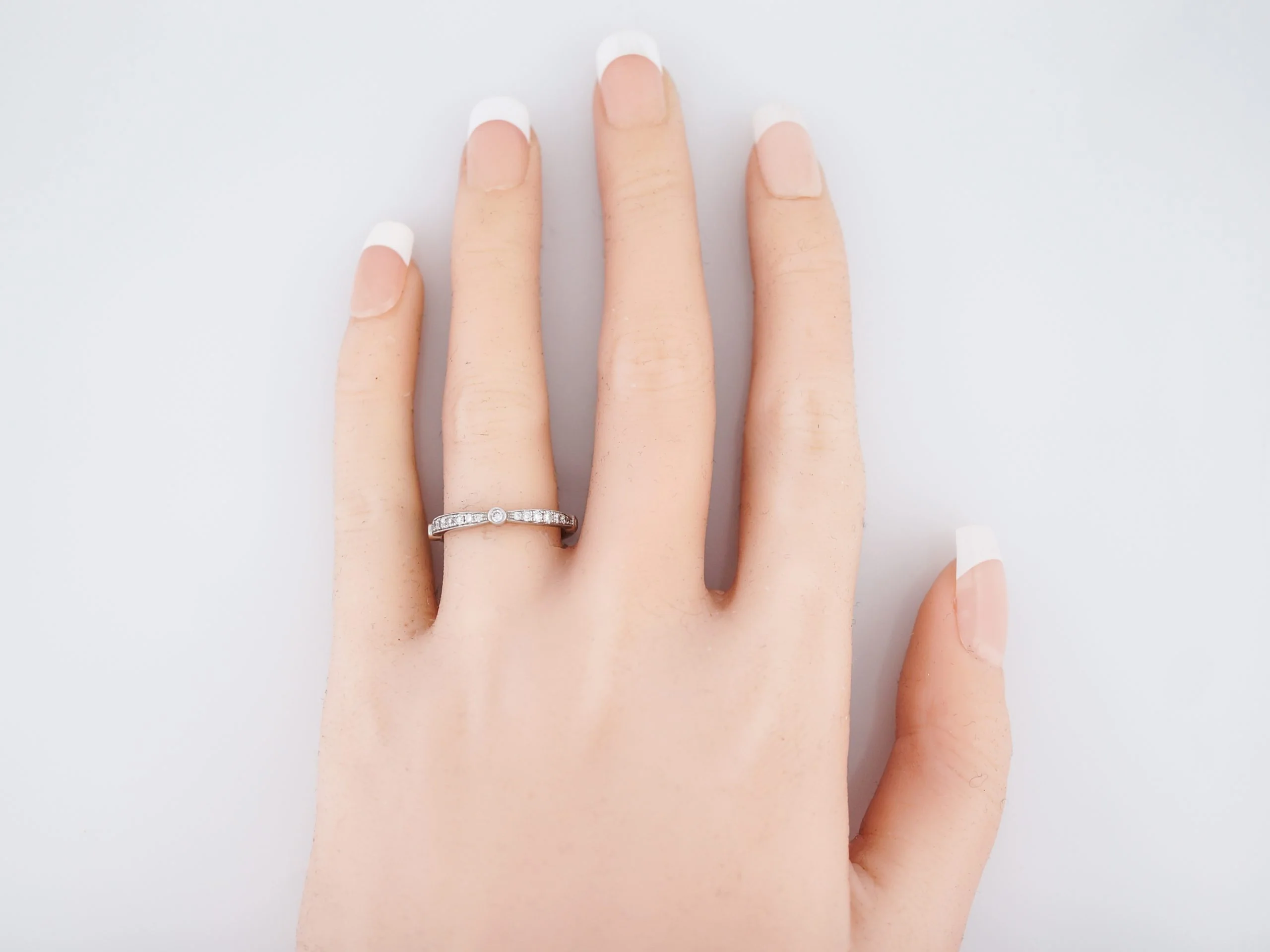 Wedding Band Modern .25 Round Brilliant Cut Diamonds in 18k White Gold - Image 5