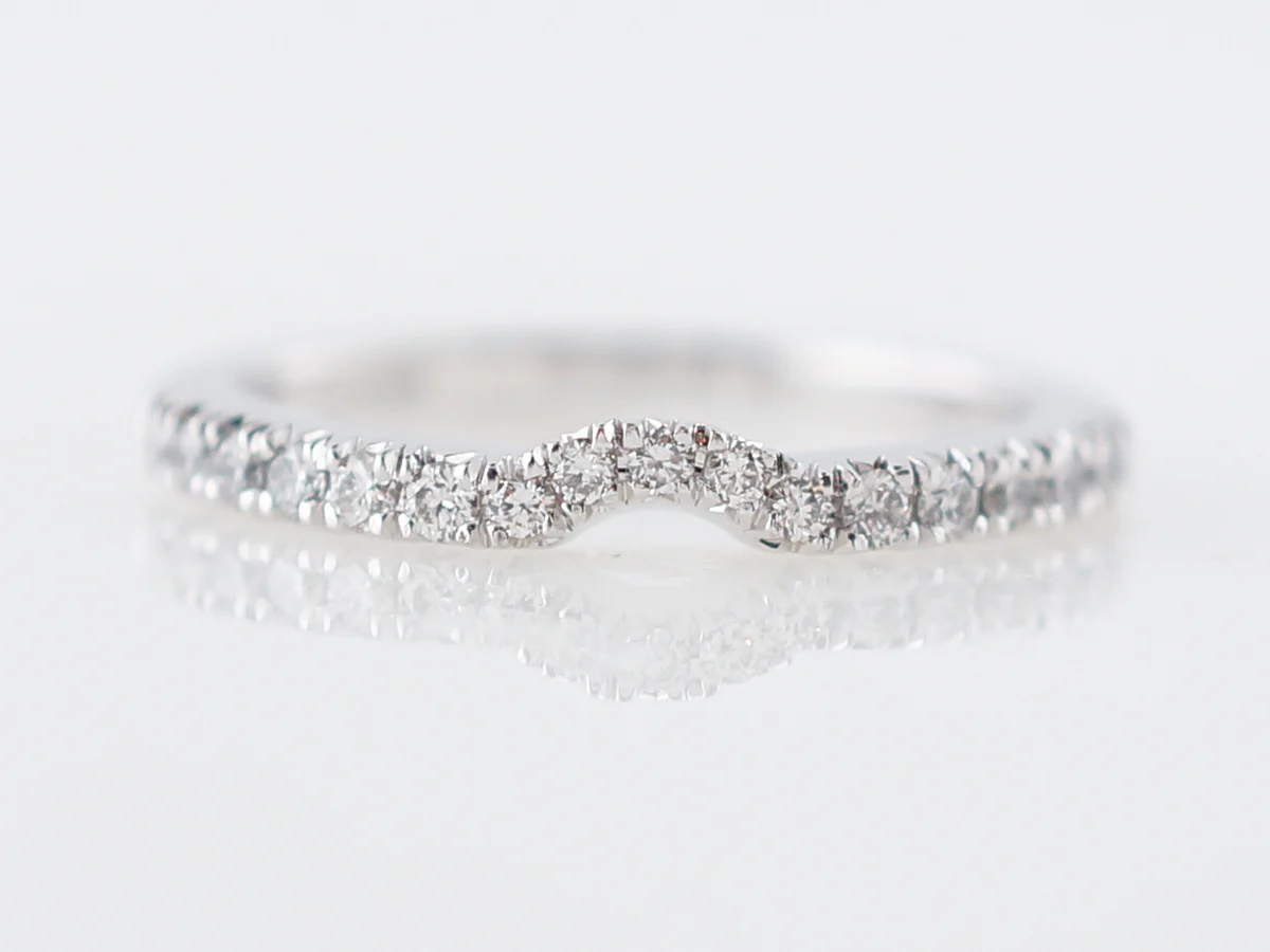 Wedding Band Modern .25 Round Brilliant Cut Diamonds in 18k White Gold