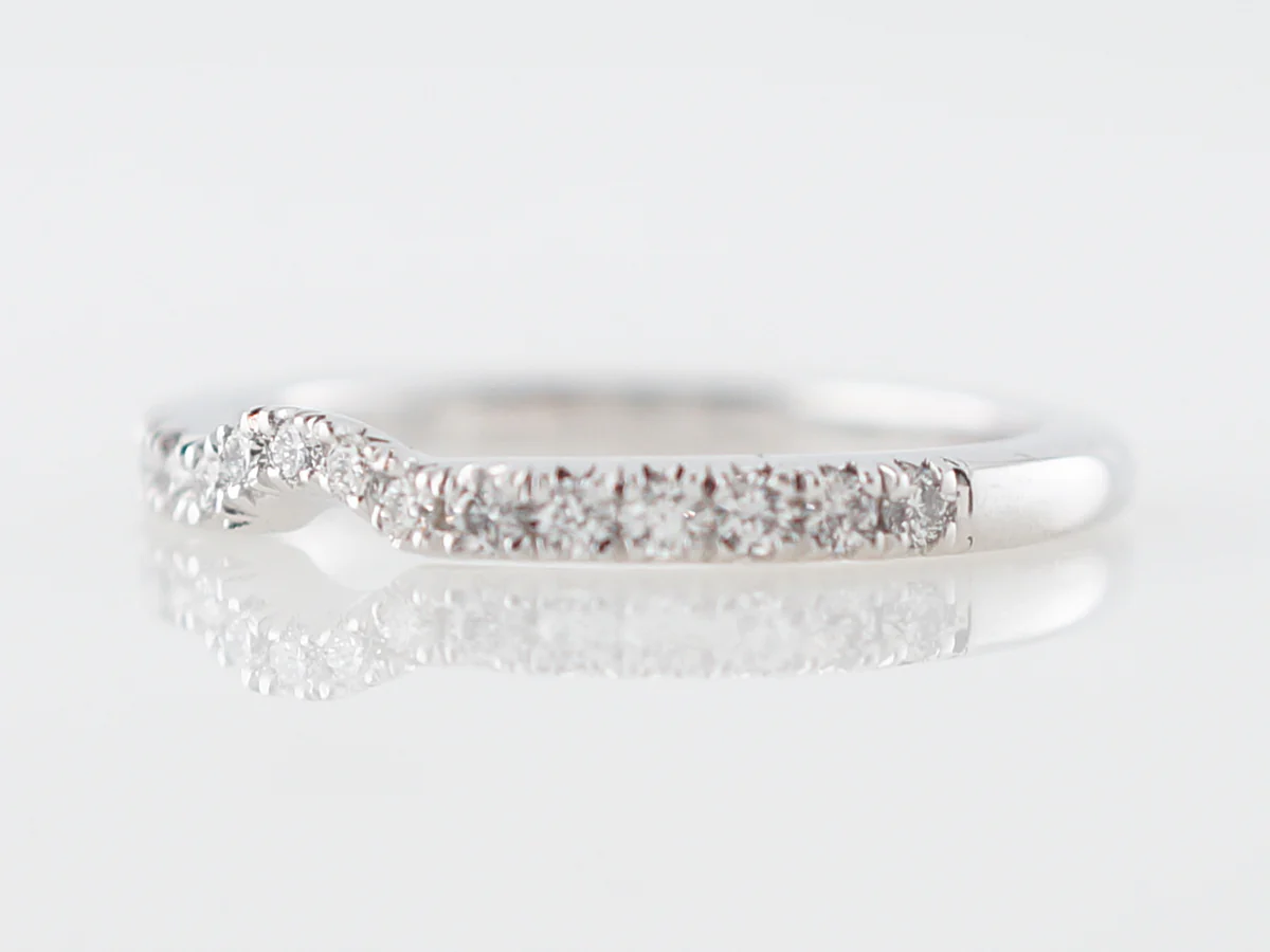 Wedding Band Modern .25 Round Brilliant Cut Diamonds in 18k White Gold - Image 2