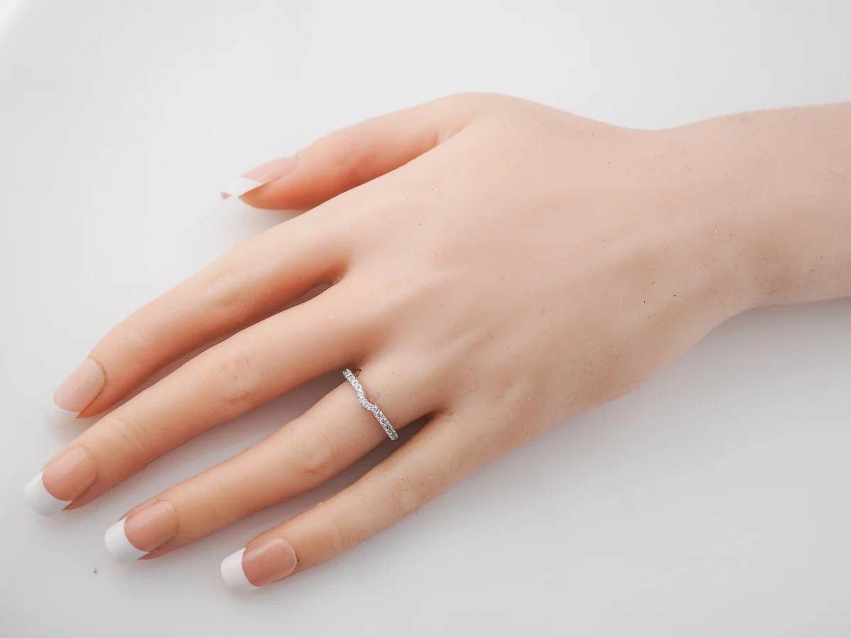 Wedding Band Modern .25 Round Brilliant Cut Diamonds in 18k White Gold - Image 7