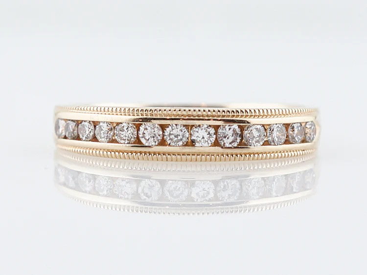 Wedding Band Modern .26 Round Brilliant Cut Diamond in 14k Yellow Gold