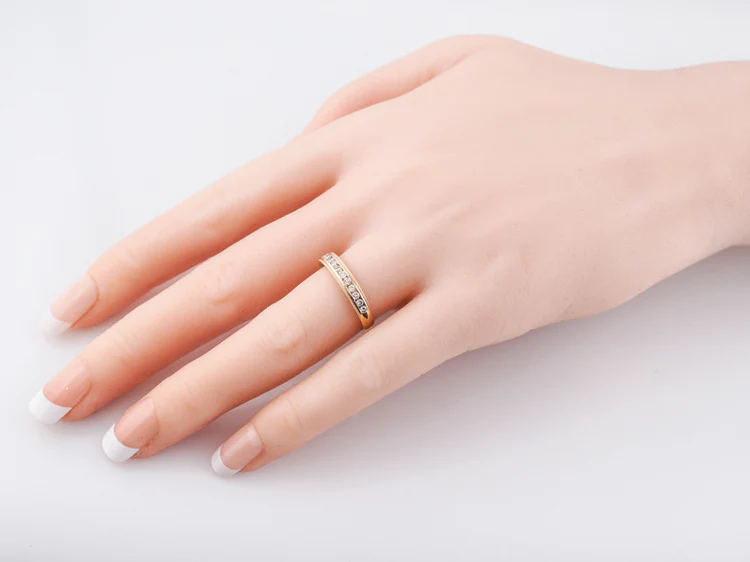 Wedding Band Modern .26 Round Brilliant Cut Diamond in 14k Yellow Gold - Image 10