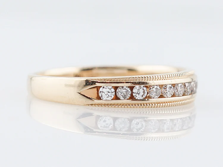 Wedding Band Modern .26 Round Brilliant Cut Diamond in 14k Yellow Gold - Image 2