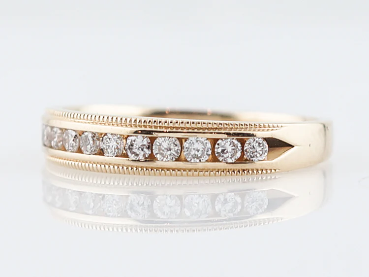 Wedding Band Modern .26 Round Brilliant Cut Diamond in 14k Yellow Gold - Image 3