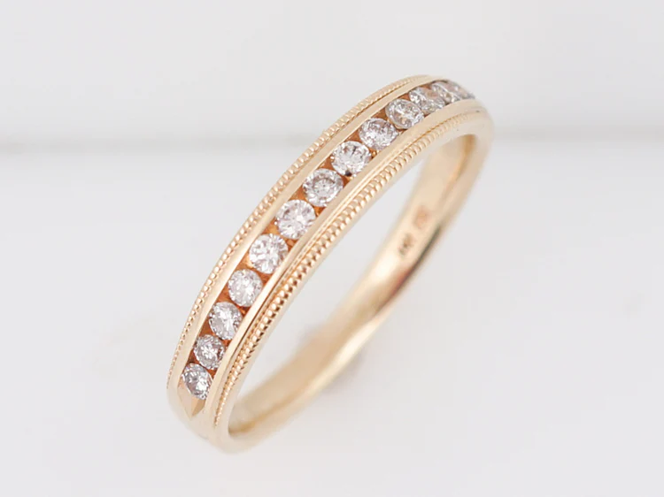 Wedding Band Modern .26 Round Brilliant Cut Diamond in 14k Yellow Gold - Image 4