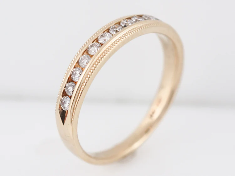 Wedding Band Modern .26 Round Brilliant Cut Diamond in 14k Yellow Gold - Image 5