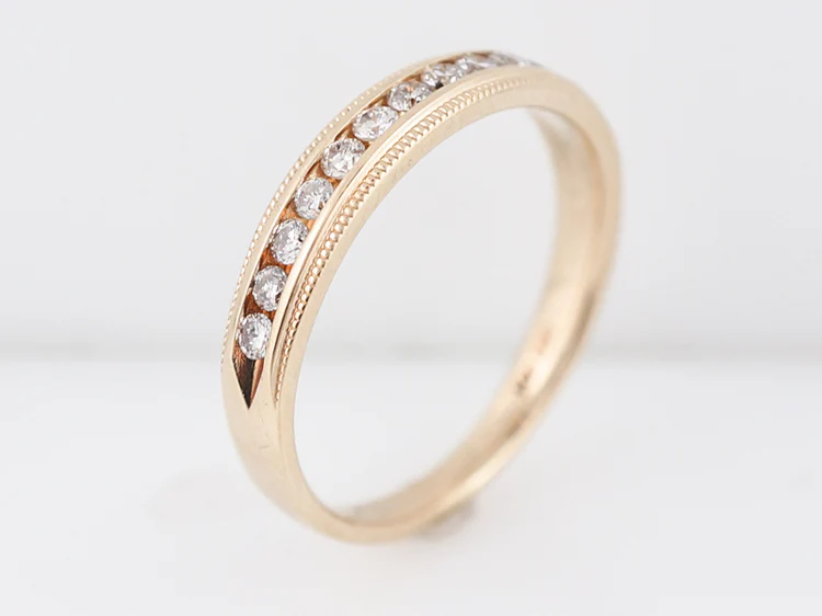 Wedding Band Modern .26 Round Brilliant Cut Diamond in 14k Yellow Gold - Image 6