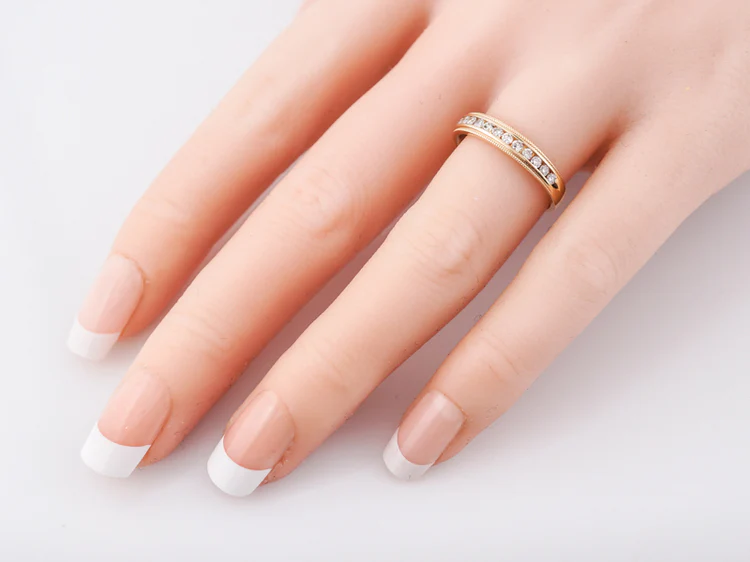Wedding Band Modern .26 Round Brilliant Cut Diamond in 14k Yellow Gold - Image 7