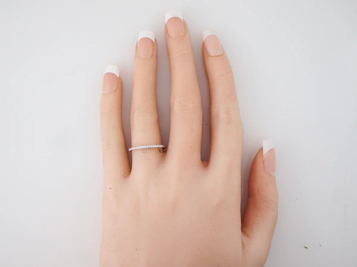 Wedding Band Modern .27 Round Brilliant Cut Diamonds in 14k White Gold - Image 6