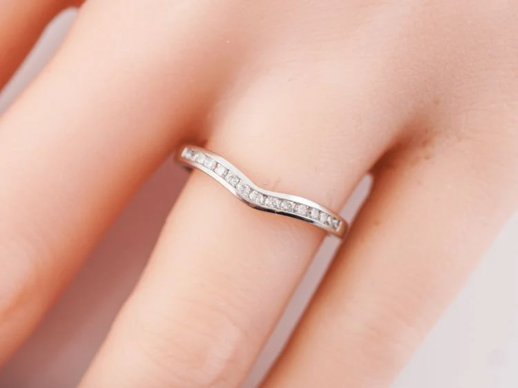 Wedding Band Modern .30 Round Brilliant Cut Diamonds in 14k White Gold - Image 8