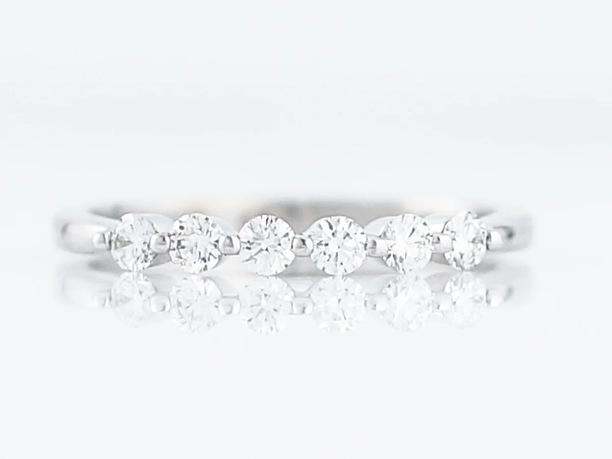 Wedding Band Modern .30 Round Brilliant Cut Diamonds in 14k White Gold