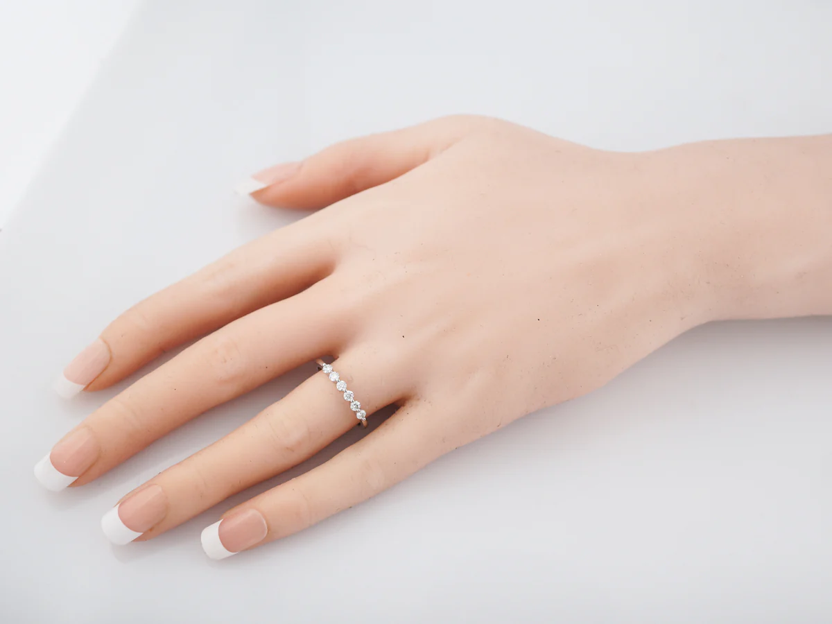 Wedding Band Modern .30 Round Brilliant Cut Diamonds in 14k White Gold - Image 7