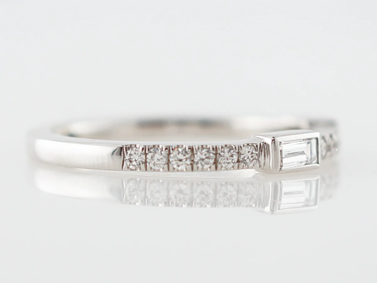 Wedding Band Modern .30 Straight Baguette and Round Brilliant Cut Diamonds in 14k White Gold - Image 3
