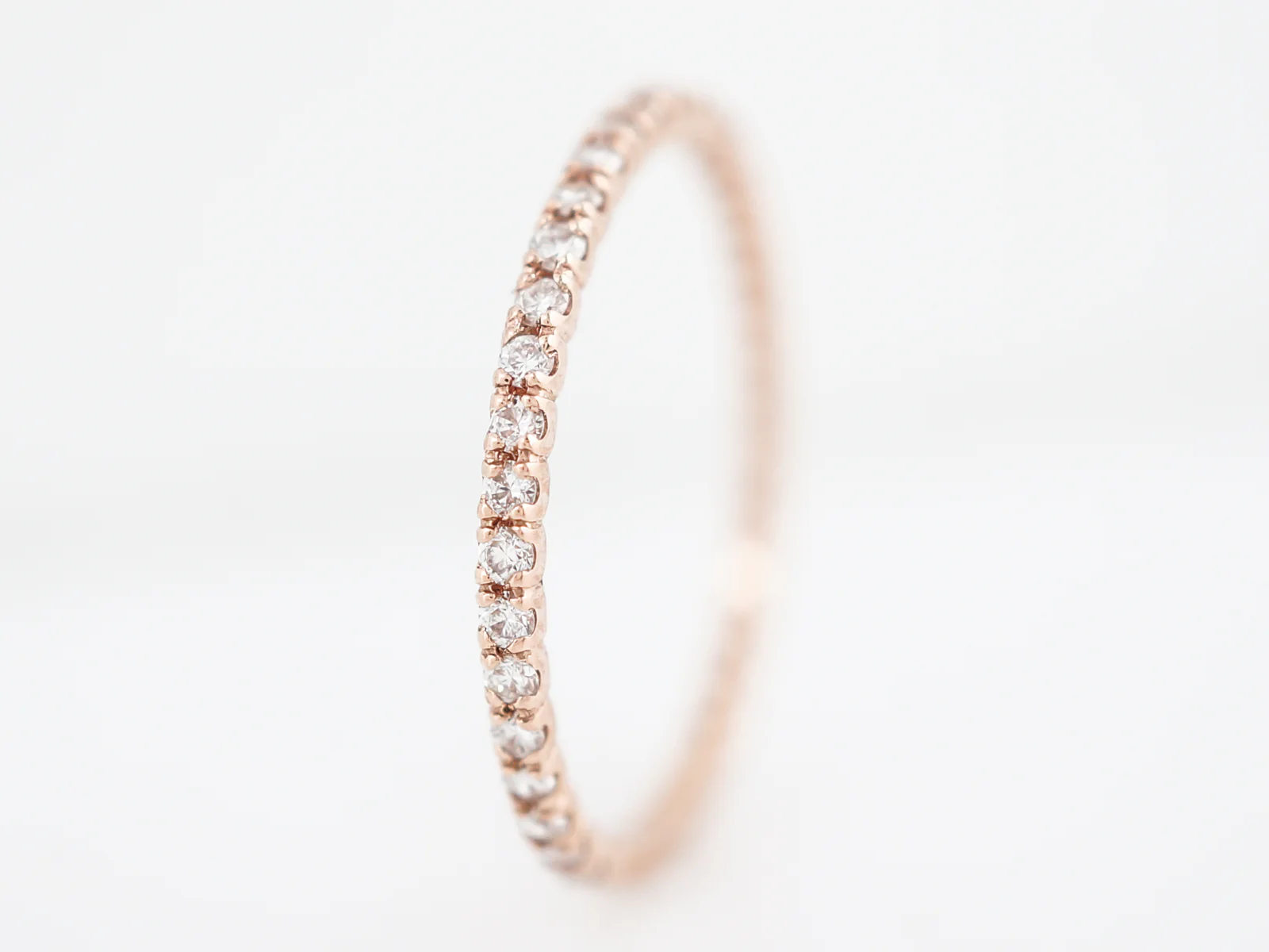 Wedding Band Modern .18 Round Brilliant Cut Diamonds in 14k Rose Gold - Image 4