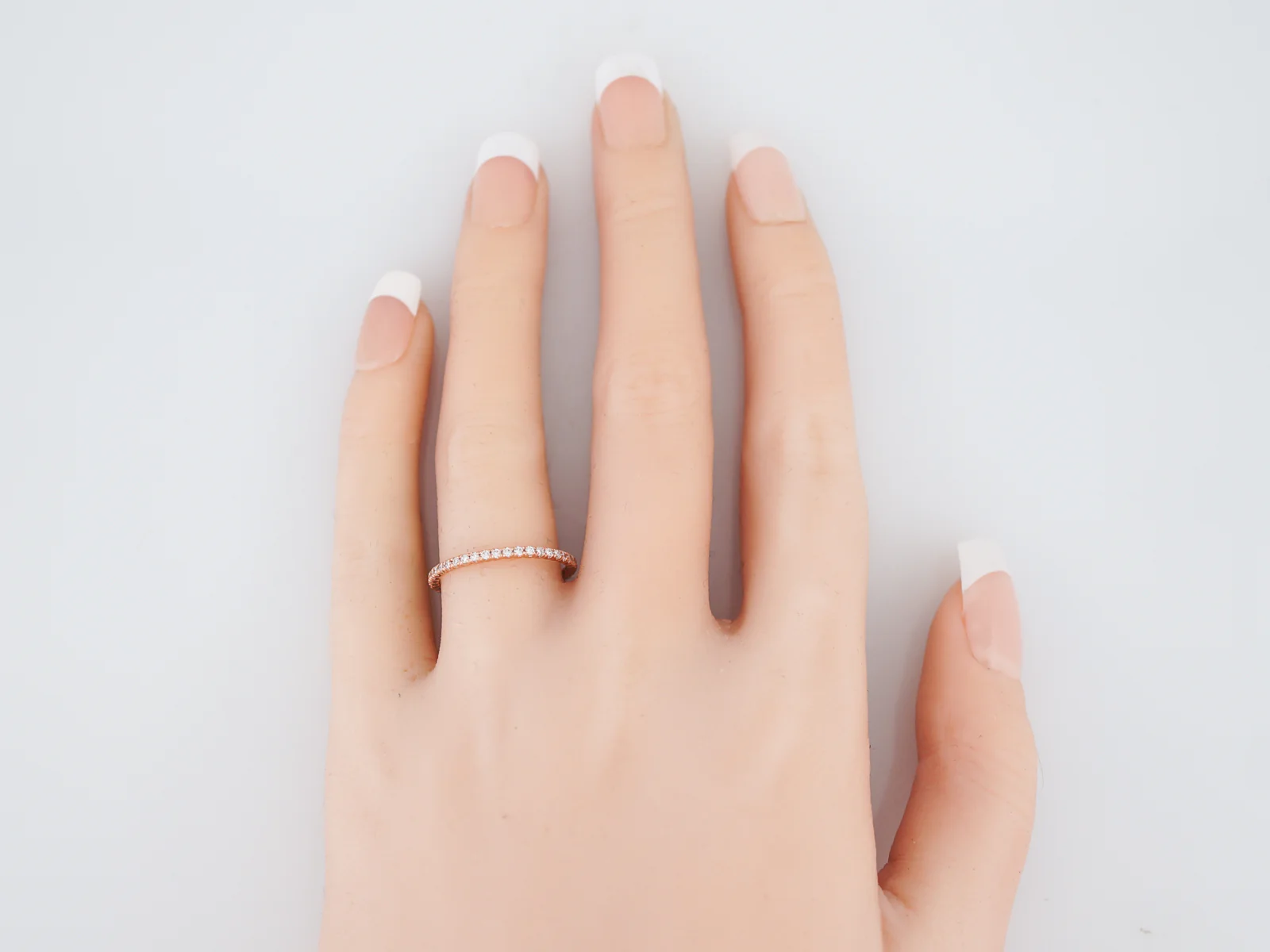 Wedding Band Modern .18 Round Brilliant Cut Diamonds in 14k Rose Gold - Image 5