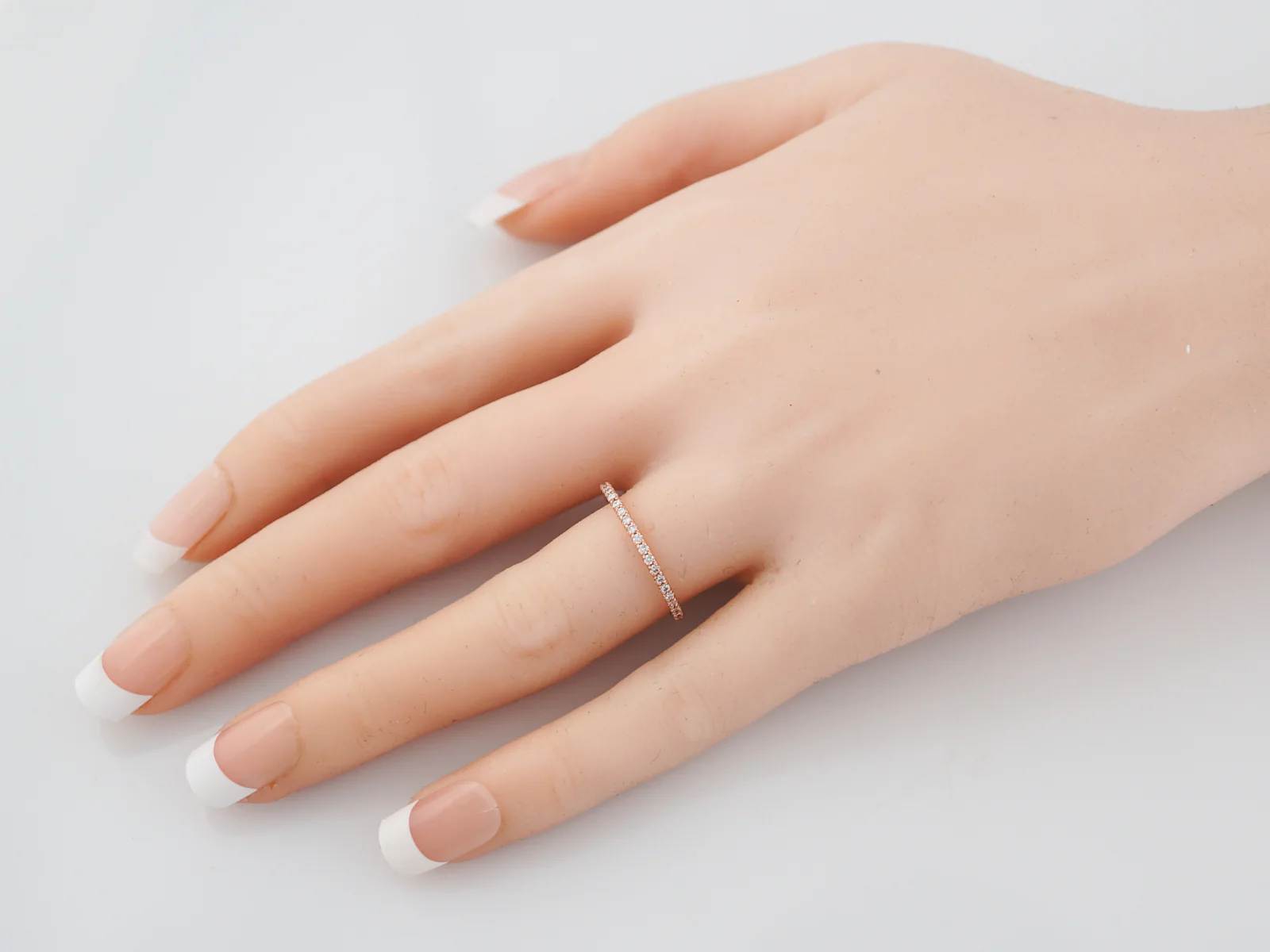 Wedding Band Modern .18 Round Brilliant Cut Diamonds in 14k Rose Gold - Image 6