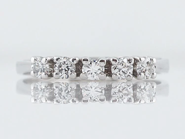 Wedding Band Modern .35 Round Brilliant Cut Diamonds in 18k White Gold