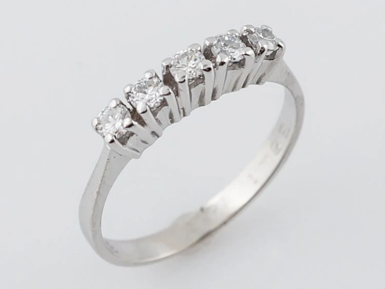 Wedding Band Modern .35 Round Brilliant Cut Diamonds in 18k White Gold - Image 5