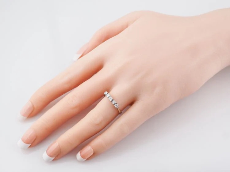 Wedding Band Modern .35 Round Brilliant Cut Diamonds in 18k White Gold - Image 9