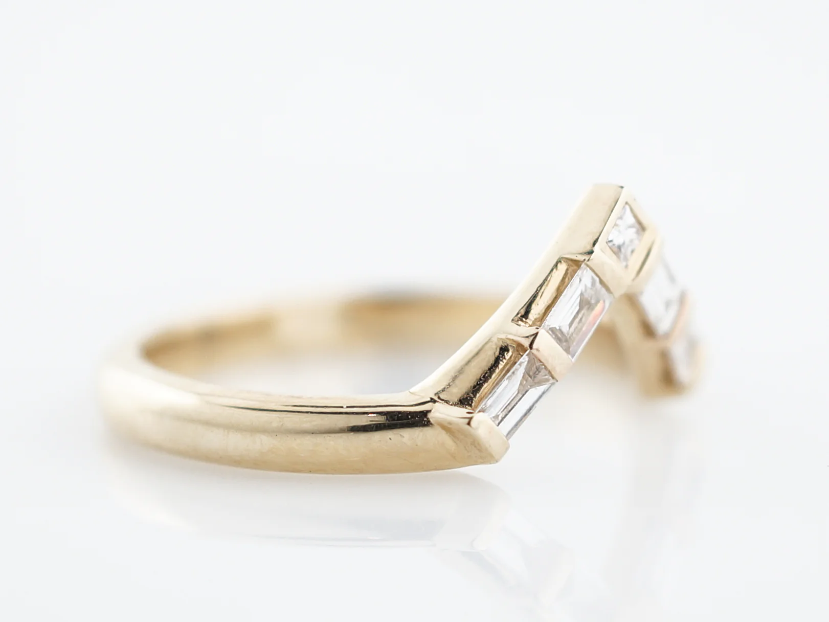 Wedding Band Modern .39 Baguette & Square Cut Diamonds in 14K Yellow Gold - Image 3