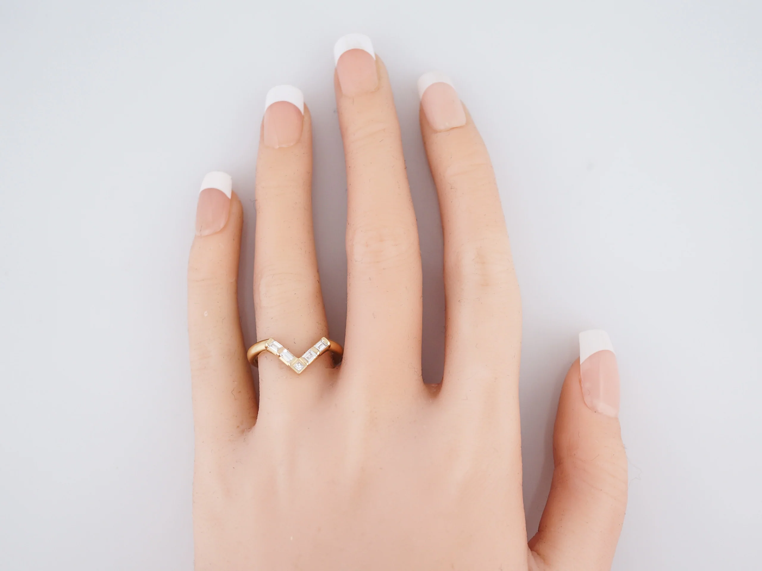 Wedding Band Modern .39 Baguette & Square Cut Diamonds in 14K Yellow Gold - Image 5