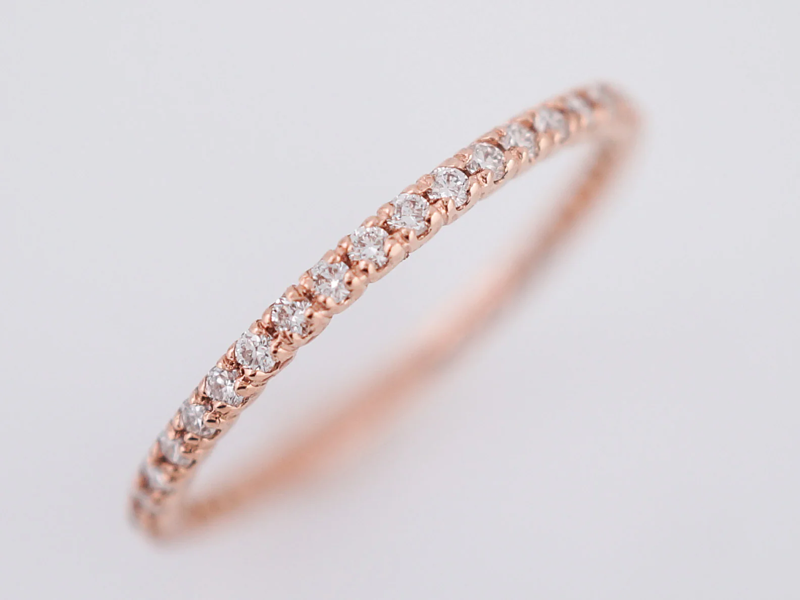 Wedding Band Modern .39 Round Brilliant Cut Diamonds in 14K Rose Gold - Image 2