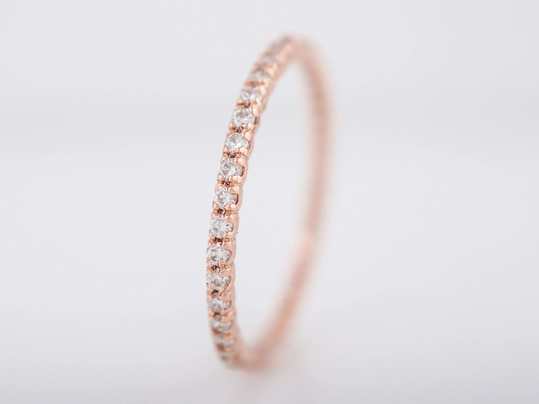Wedding Band Modern .39 Round Brilliant Cut Diamonds in 14K Rose Gold - Image 3