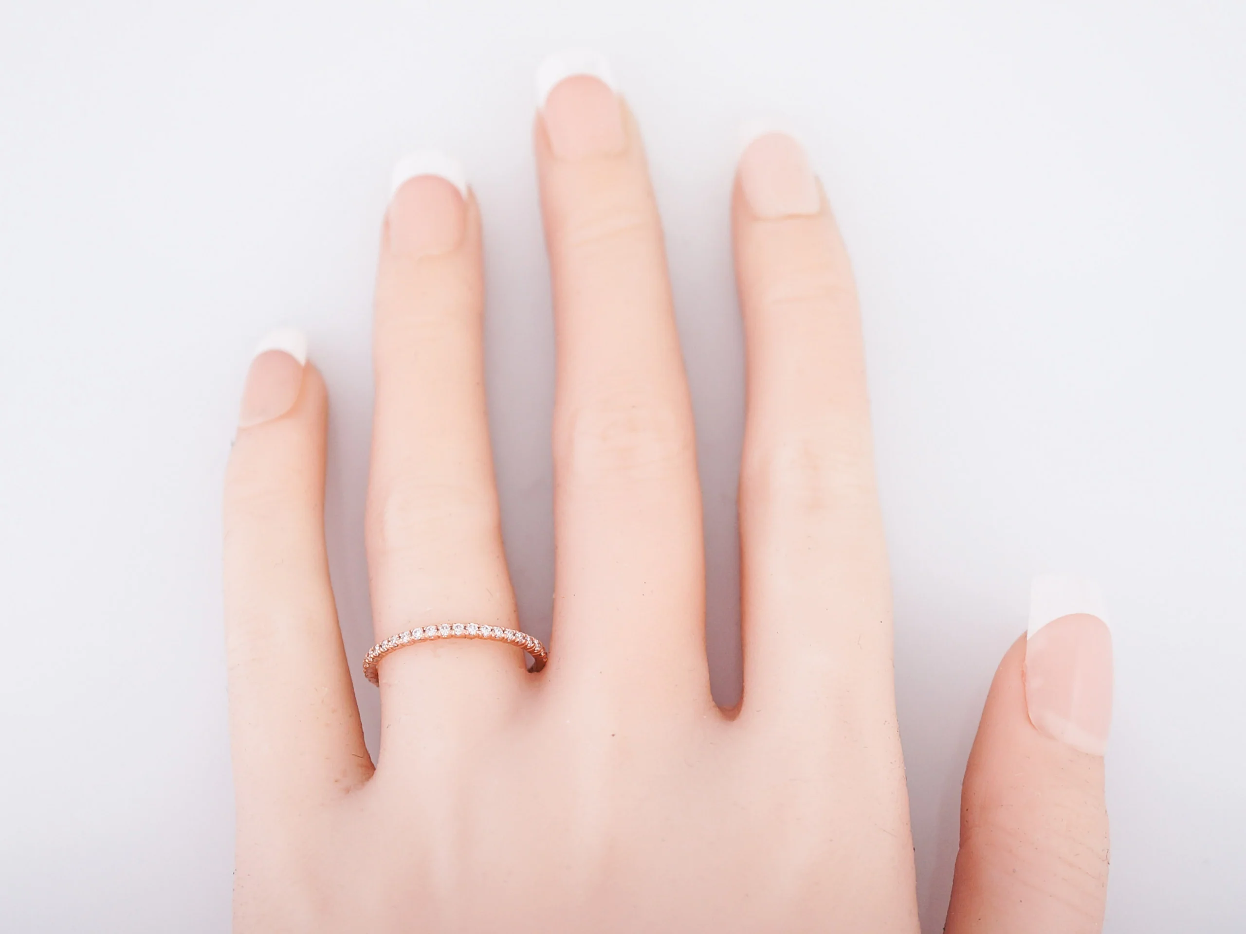 Wedding Band Modern .39 Round Brilliant Cut Diamonds in 14K Rose Gold - Image 4