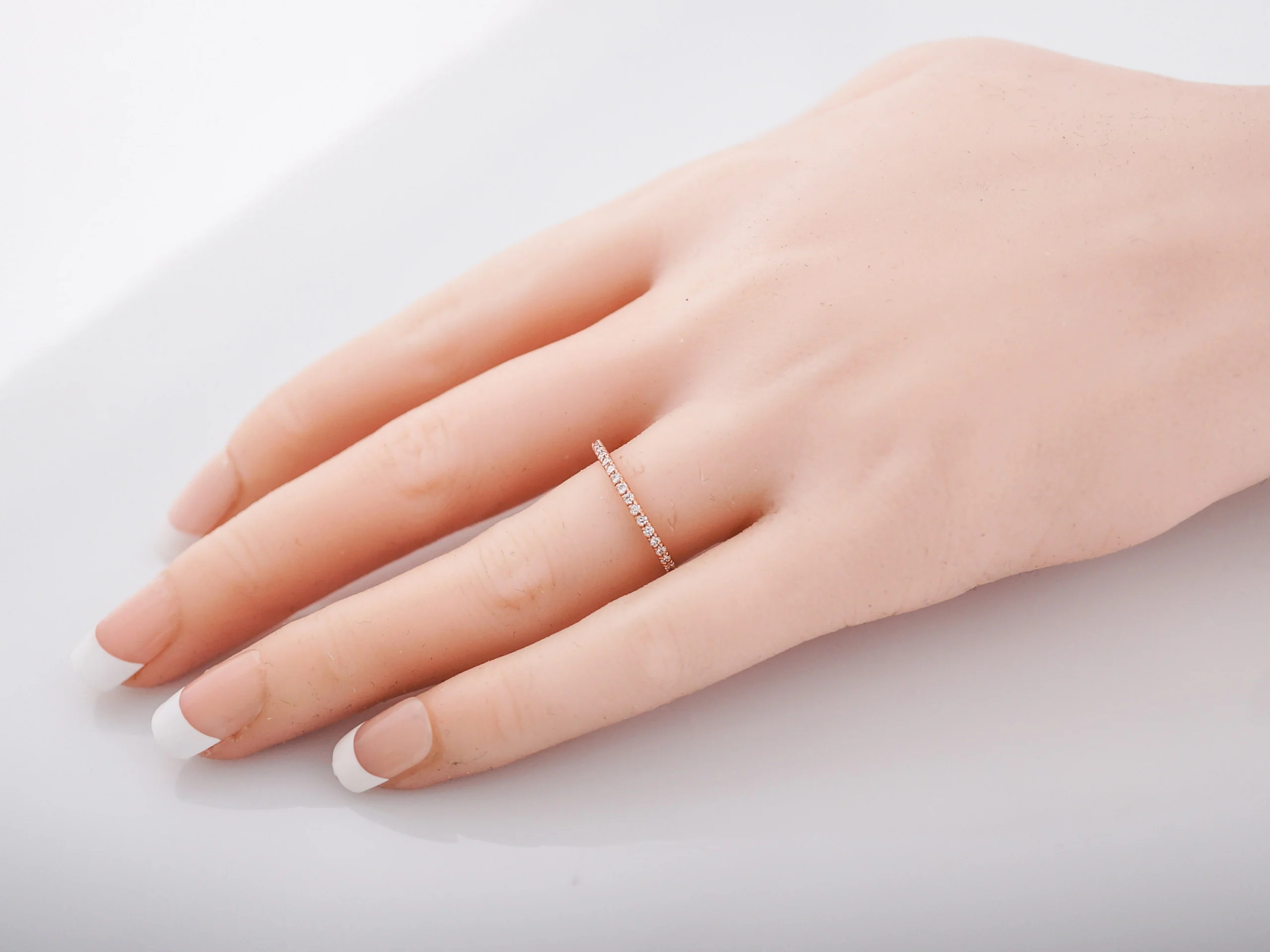 Wedding Band Modern .39 Round Brilliant Cut Diamonds in 14K Rose Gold - Image 5