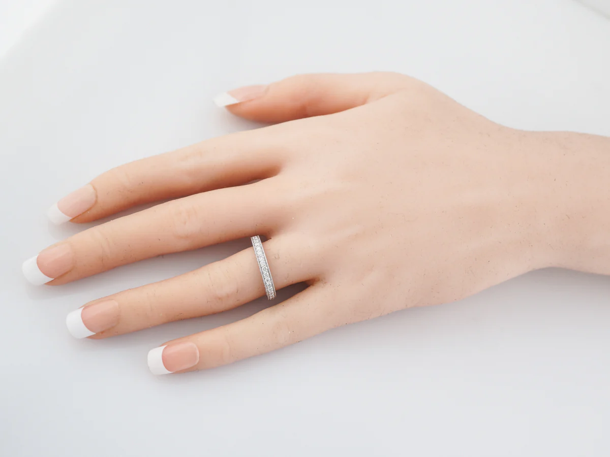 Wedding Band Modern .39 Round Brilliant Cut Diamonds in Platinum - Image 6
