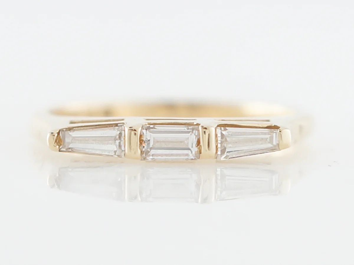 Wedding Band Modern .45 Baguette Cut Diamonds in 14k Yellow Gold