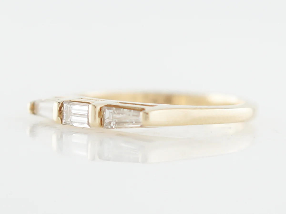 Wedding Band Modern .45 Baguette Cut Diamonds in 14k Yellow Gold - Image 2