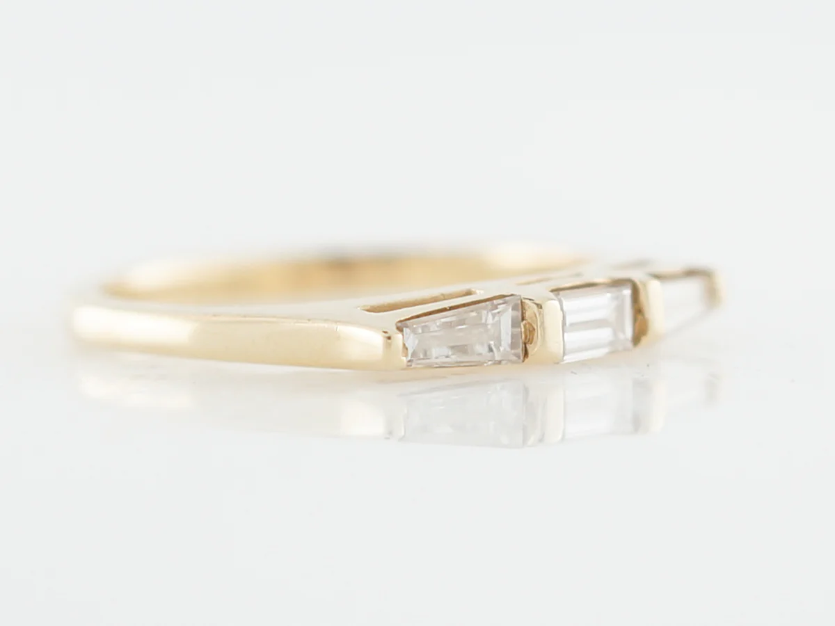 Wedding Band Modern .45 Baguette Cut Diamonds in 14k Yellow Gold - Image 3