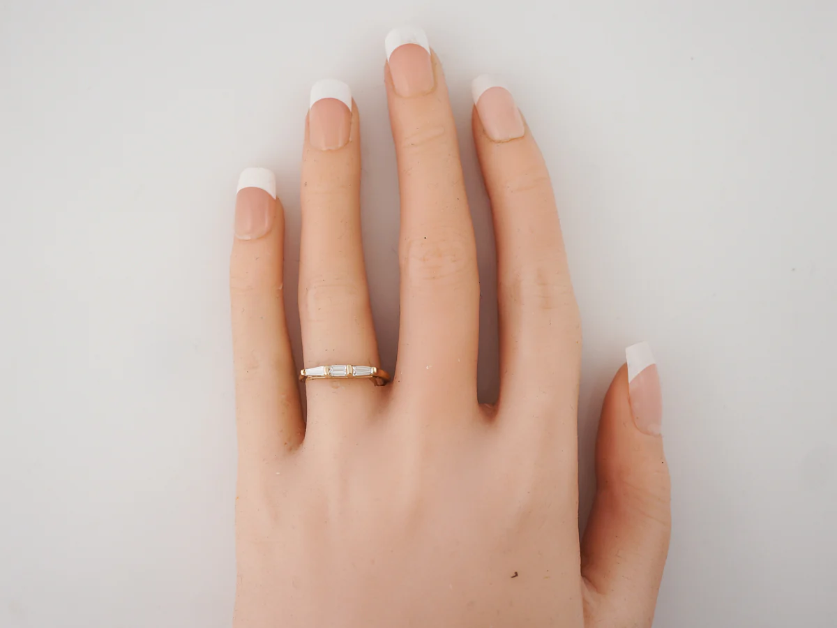 Wedding Band Modern .45 Baguette Cut Diamonds in 14k Yellow Gold - Image 6
