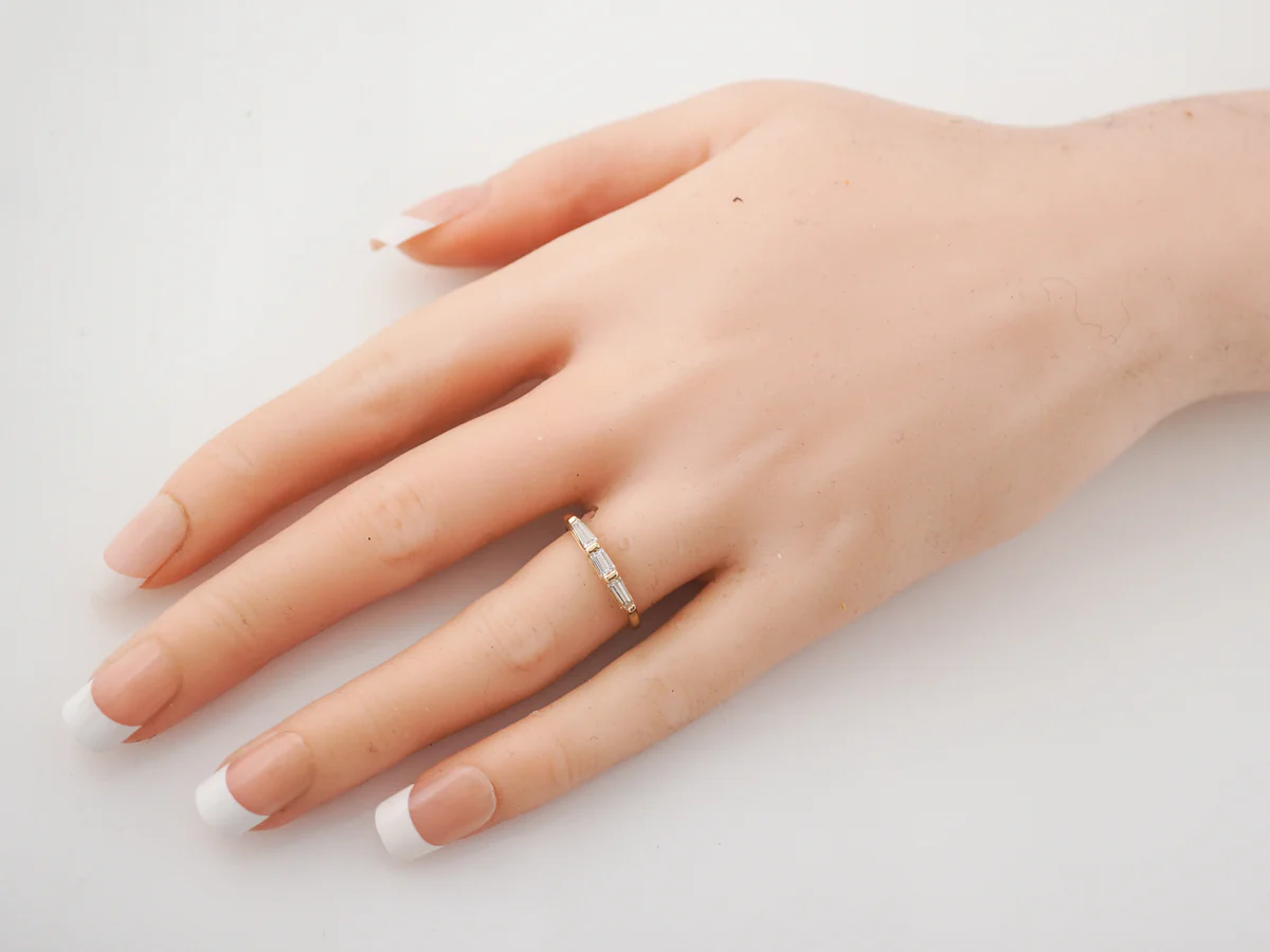 Wedding Band Modern .45 Baguette Cut Diamonds in 14k Yellow Gold - Image 7