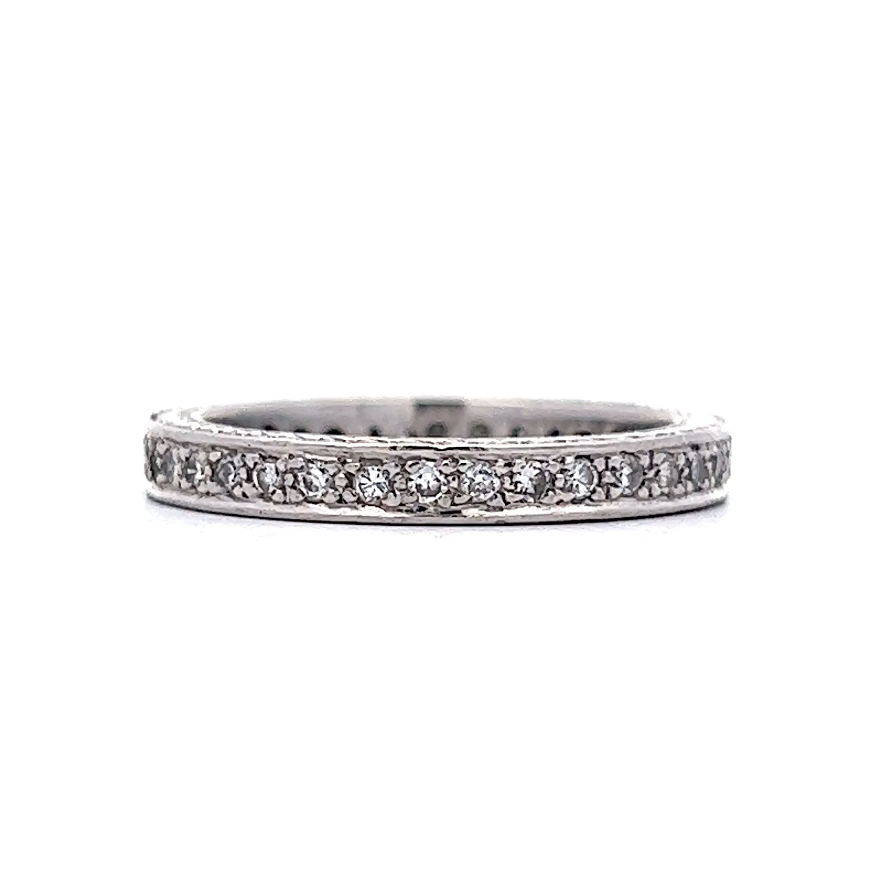 Wedding Band Modern .46 Round Brilliant Cut Diamonds in Platinum