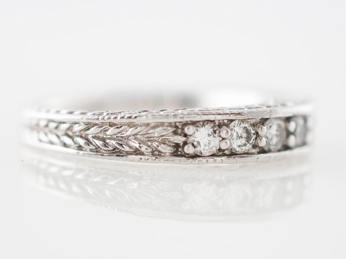 Wedding Band Modern .49 Round Brilliant Cut Diamonds in 14k White Gold - Image 3