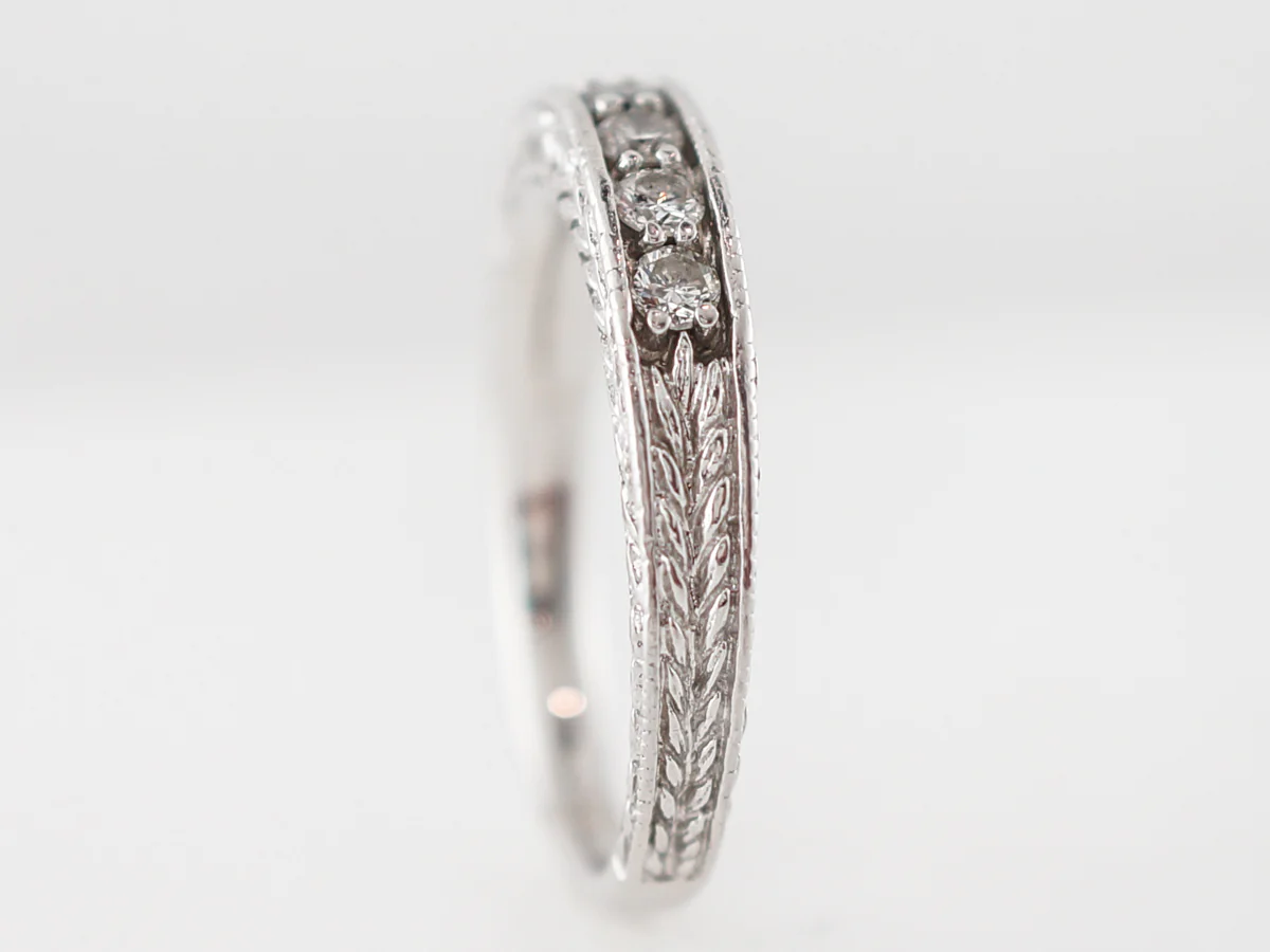 Wedding Band Modern .49 Round Brilliant Cut Diamonds in 14k White Gold - Image 5