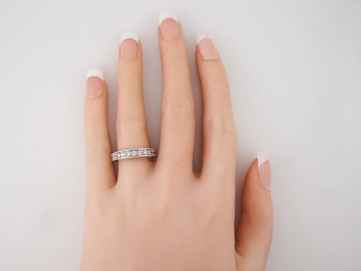 Wedding Band Modern .49 Round Brilliant Cut Diamonds in 14k White Gold - Image 6