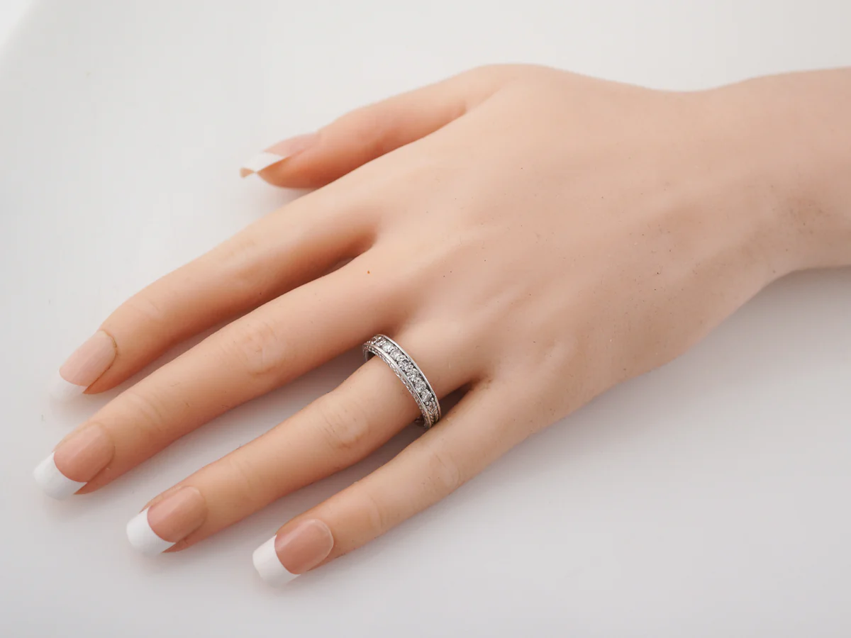 Wedding Band Modern .49 Round Brilliant Cut Diamonds in 14k White Gold - Image 7