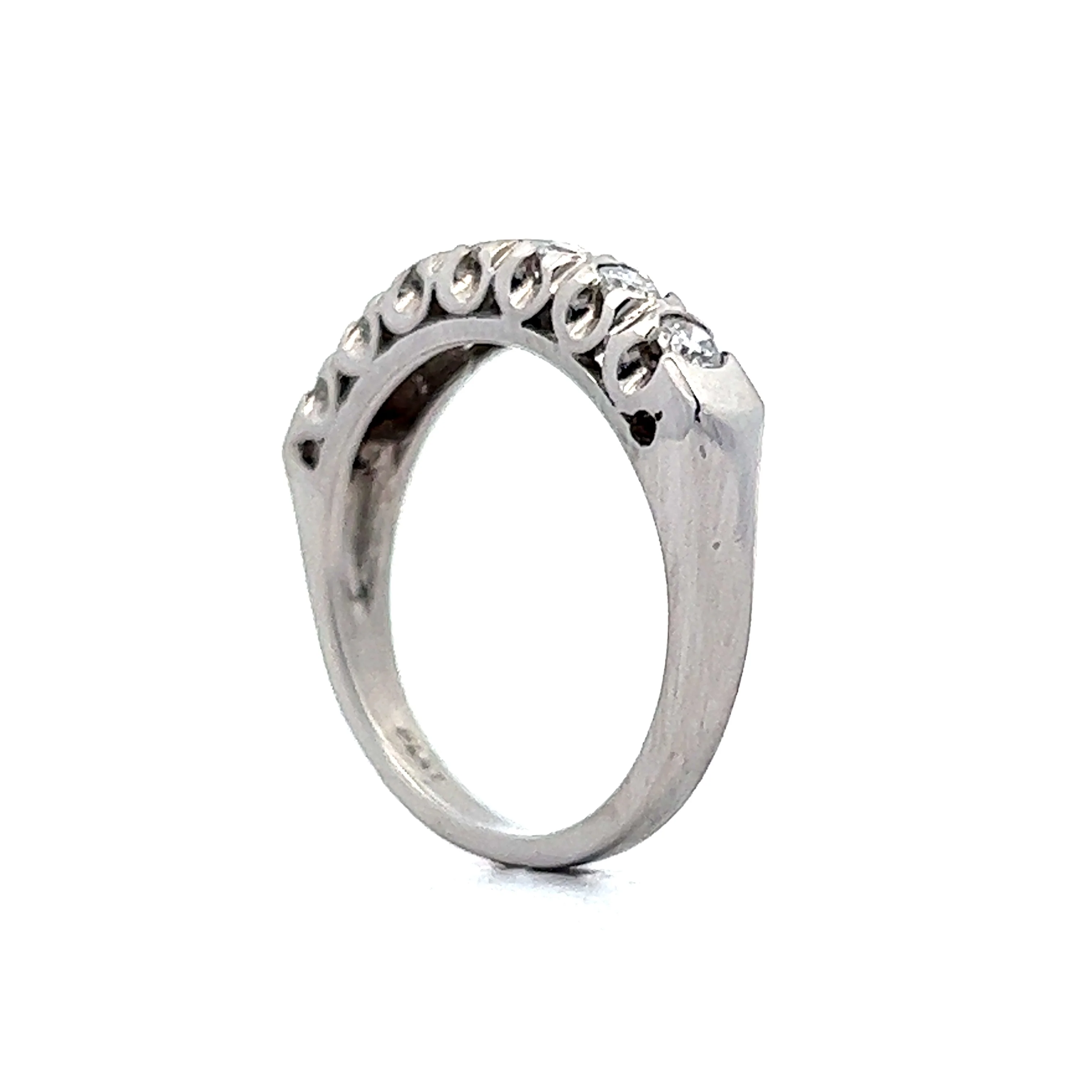 Wedding Band Modern .49 Round Brilliant Cut Diamonds in Platinum - Image 5