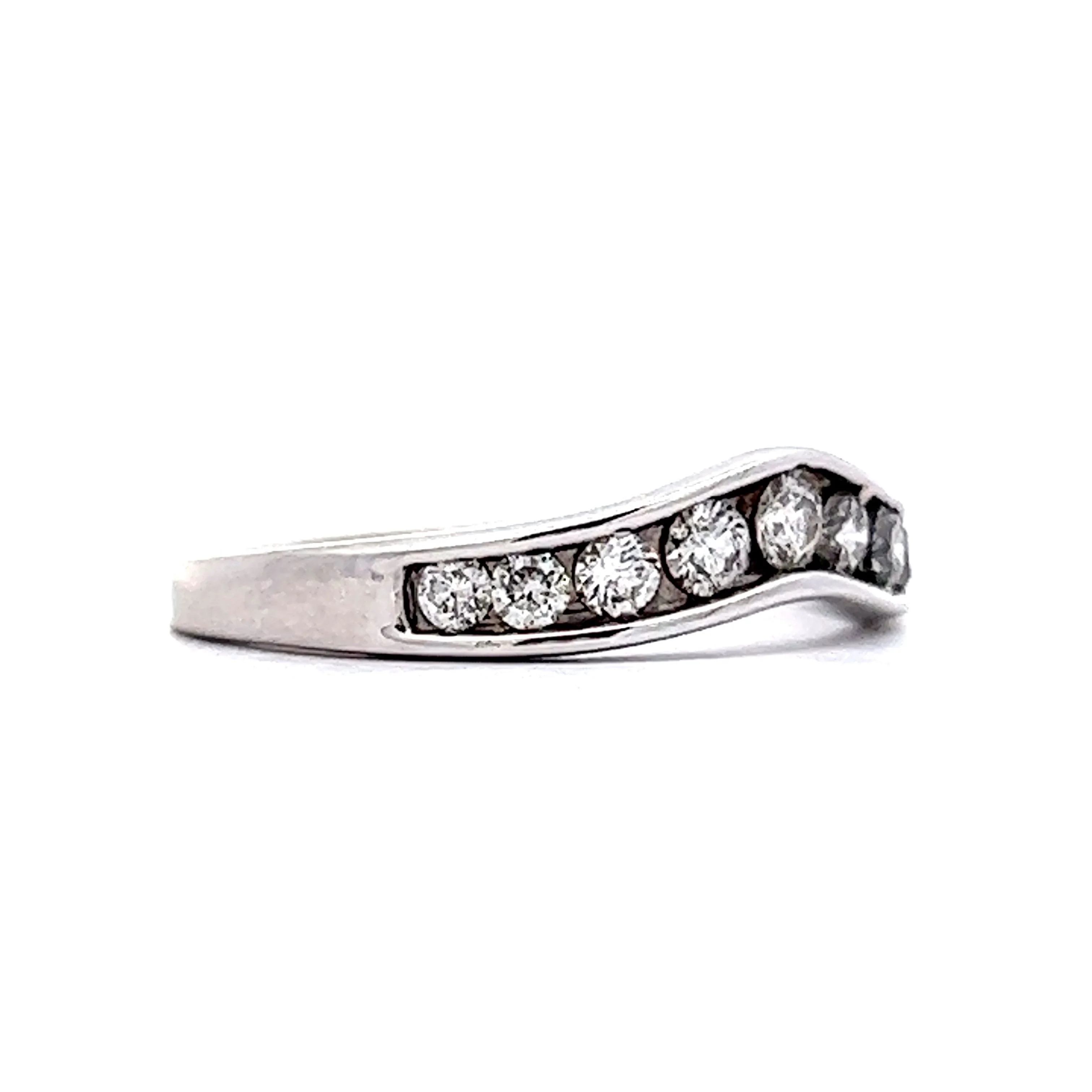 Wedding Band Modern .50 Round Brilliant Cut Diamonds in 14K White Gold - Image 3