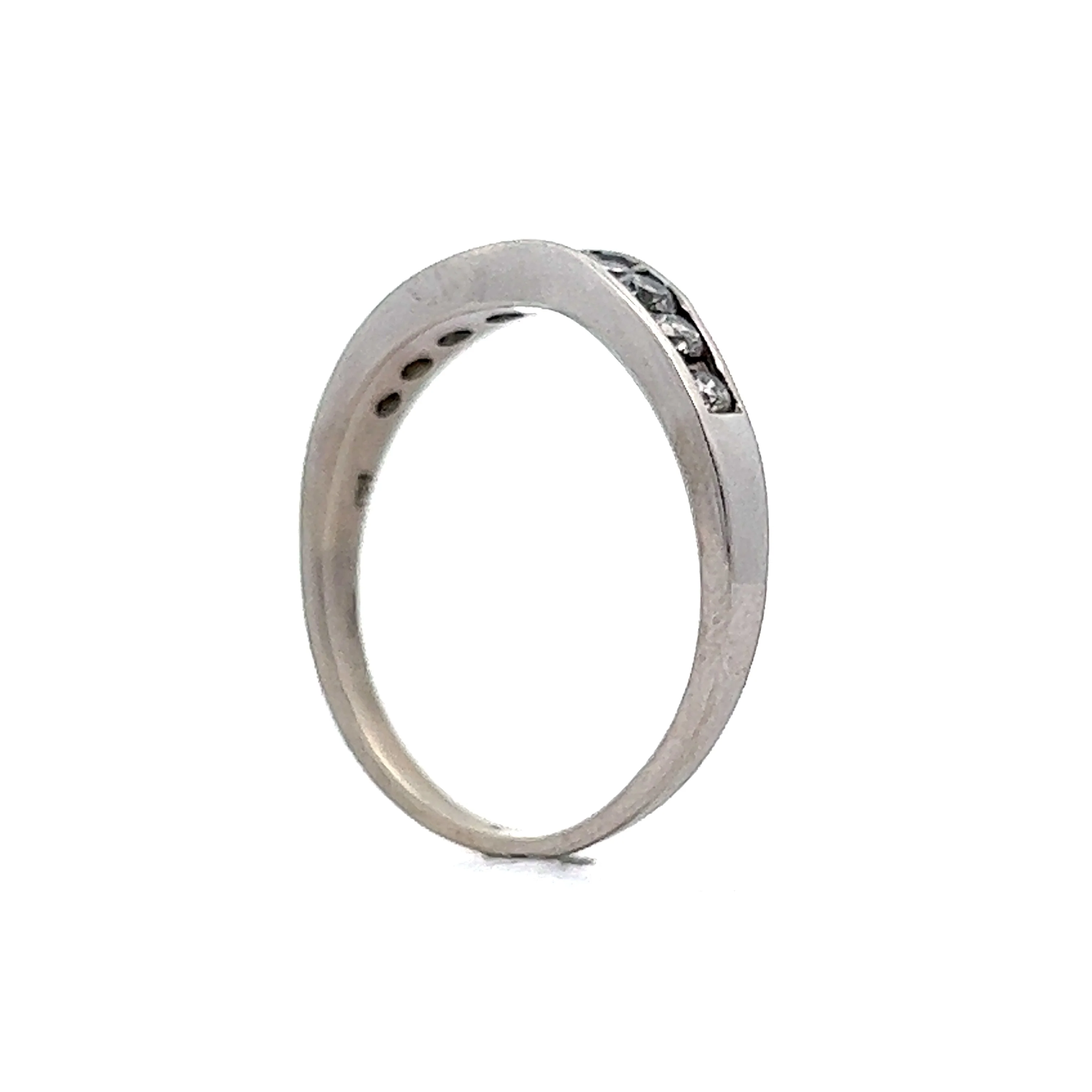 Wedding Band Modern .50 Round Brilliant Cut Diamonds in 14K White Gold - Image 5