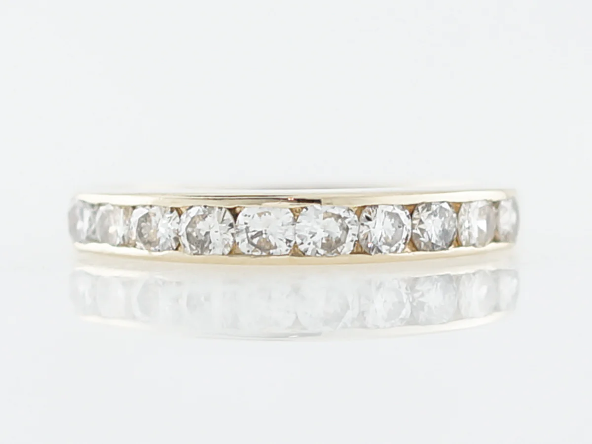 Wedding Band Modern .50 Round Brilliant Cut Diamonds in 14k Yellow Gold