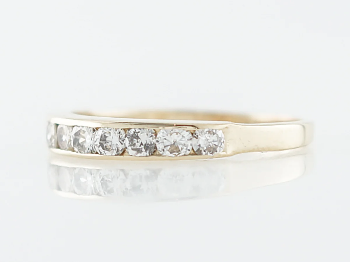 Wedding Band Modern .50 Round Brilliant Cut Diamonds in 14k Yellow Gold - Image 2