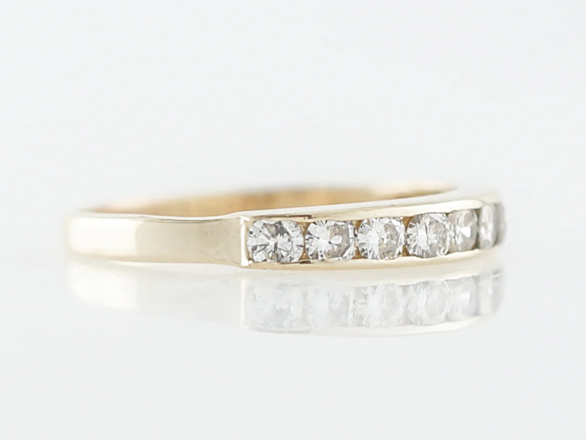 Wedding Band Modern .50 Round Brilliant Cut Diamonds in 14k Yellow Gold - Image 3