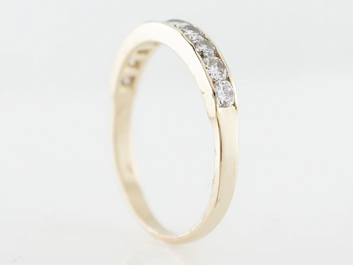 Wedding Band Modern .50 Round Brilliant Cut Diamonds in 14k Yellow Gold - Image 5